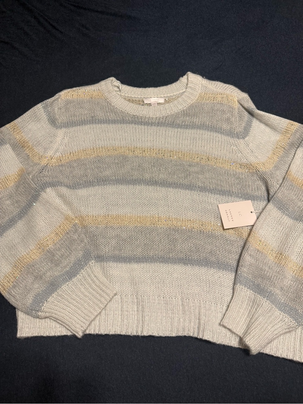 NWT LC Lauren Conrad Lightweight Striped Sparkly Sweater